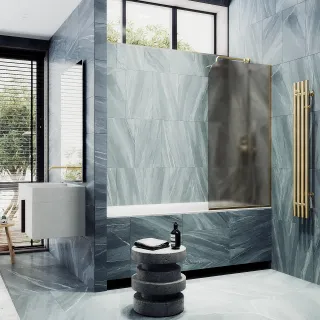 Шторка на ванну MaybahGlass MGV-136-3у 44см золото